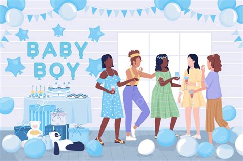 Baby Shower Party Flat Color Vector Illustration Banner Template Download on Pngtree