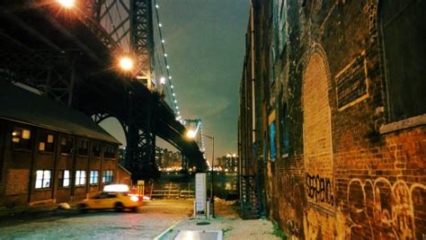 Williamsburg Bridge at night as seen from Wythe Avenue Williamsburg ...