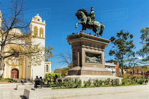 A view of the statue of Barrios, in San Salvador, El Salvador, Central ...