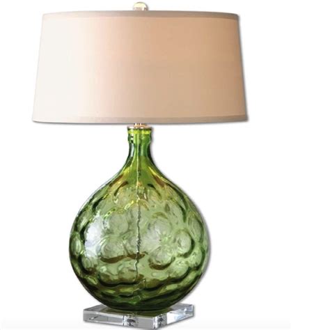 Floran Green Glass Lamp | Green table lamp, Green lamp, Tall table lamps