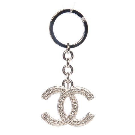 CHANEL Crystal CC Key Chain Silver 94153