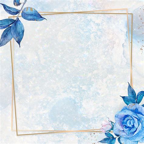 Blue floral and marble frame in gold | premium image by rawpixel.com / Adj | Blue flowers ...