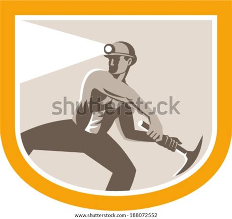 Illustration Coal Miner Wearing Hardhat Pick Stock Vector (Royalty Free) 188072552 | Shutterstock