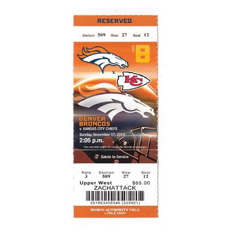 Broncos Game Tickets / NFL 2002 09/15 Denver Broncos at San Francisco ...