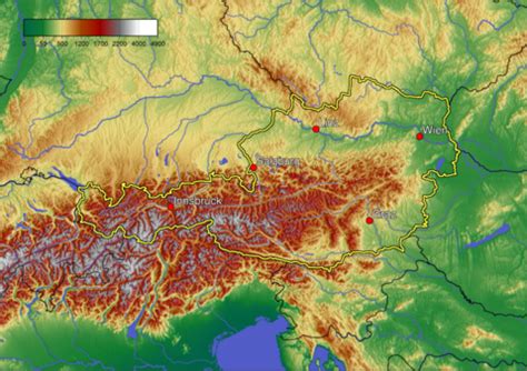 Physical map of Austria 2005