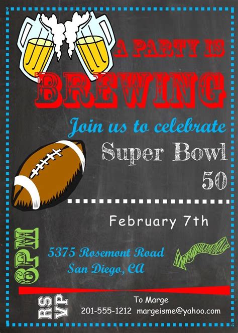 Football and Super Bowl party invitations | Super bowl party invitations, Super bowl invitations ...