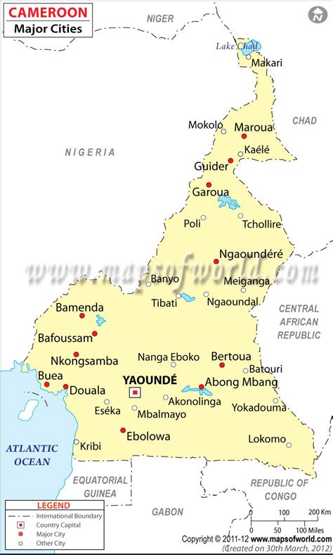 Cameroon Cities Map, Major Cities in Cameroon