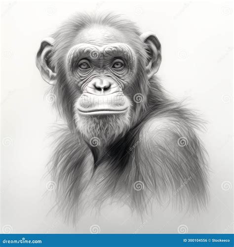 Chimp Portrait: a Stunning Zbrush Pencil Drawing in 8k Resolution Stock ...