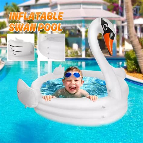 INFLATABLE GIANT SWIM Swan Pool Floats Raft Swimming Fun Water Sports ...