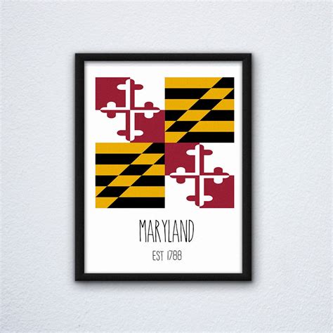 Maryland Flag Print Wall Decor Wall Art Downloadable Home - Etsy