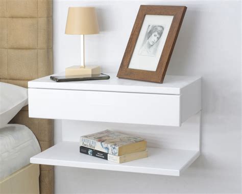 Floating Nightstand with Drawer - White • Höfina