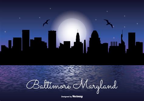 Baltimore Night Skyline Illustration - Download Free Vector Art, Stock ...