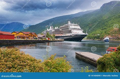 Cruise Port in the Village of Flam. Norway Stock Photo - Image of ferry ...