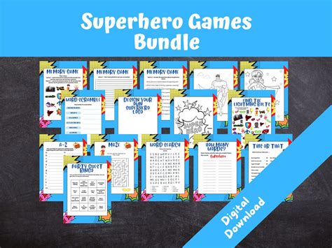 Superhero Party Games Bundle Child / Kids Birthday Games Superhero ...