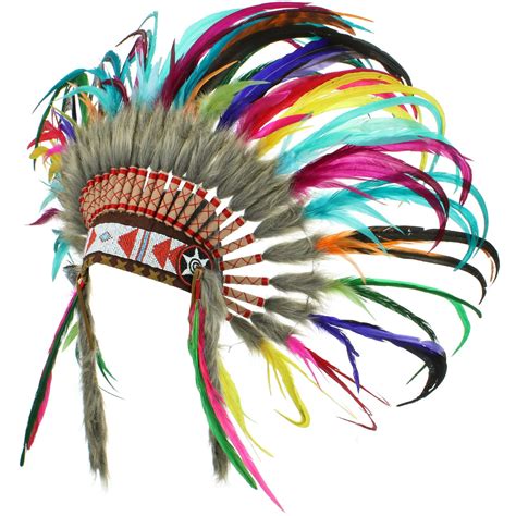 Indian Headdress Chief Feathers Bonnet Native American Gringo Fancy ...