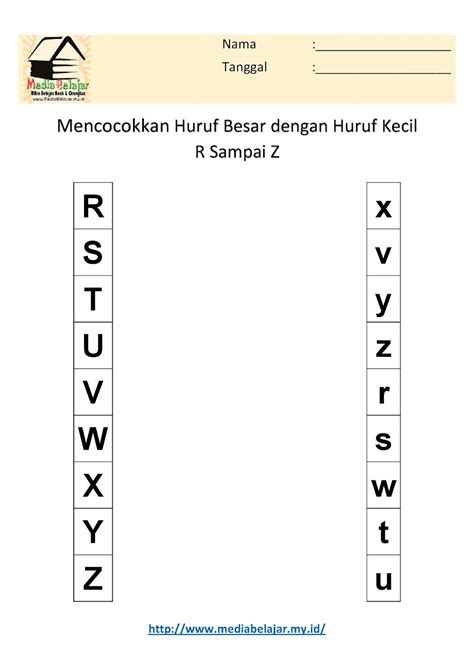 Mencocokkan Huruf Besar dan Huruf Kecil R Sampai Z