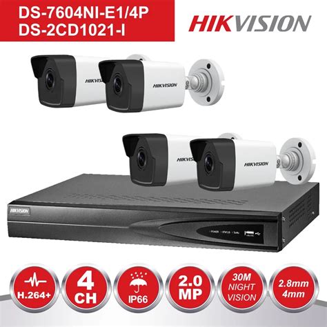 Hikvision 4CH NVR KIT 1080P CCTV System Record 2MP PoE IP Camera P2P Waterproof Outdoor IR Night ...