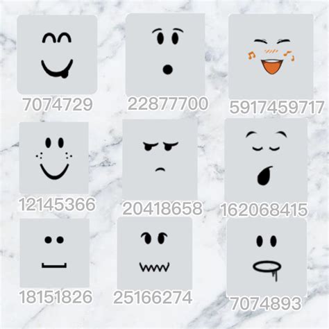 Ids faces codes | Bloxburg decal codes, Bloxburg decals codes, Roblox animation