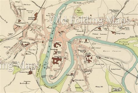 Old Map of Durham, England circa 1895