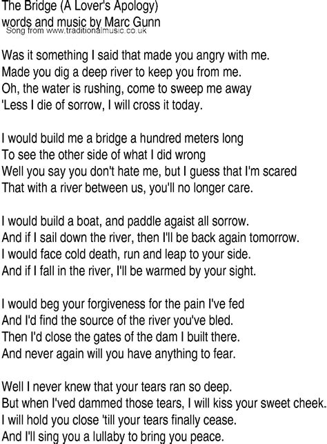 Irish Music, Song and Ballad Lyrics for: The Bridge