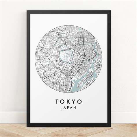 Tokyo City Map Print Street Map Art Tokyo Map Poster Tokyo | Etsy