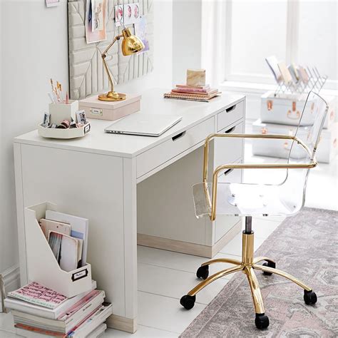 Rhys Desk in 2020 | White desk office, Home office design, Cute office decor