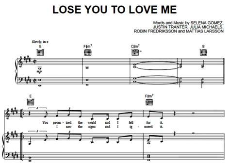 Selena Gomez-Lose You To Love Me Free Sheet Music PDF for Piano | The ...