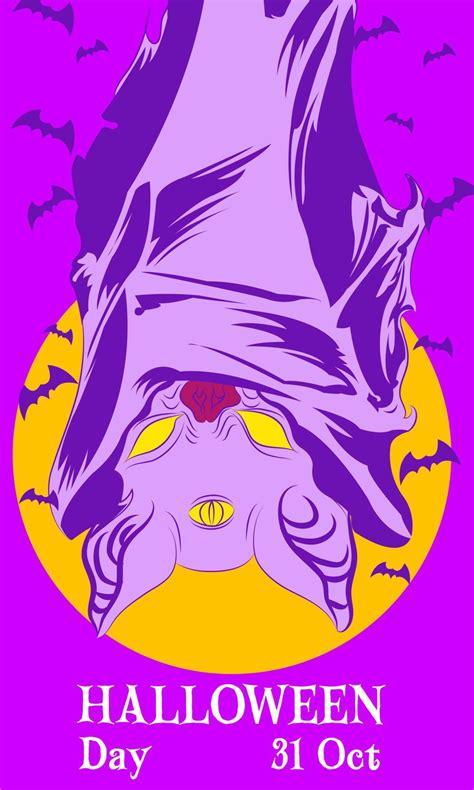 cute cartoon character illustration vector bat halloween with purple ...