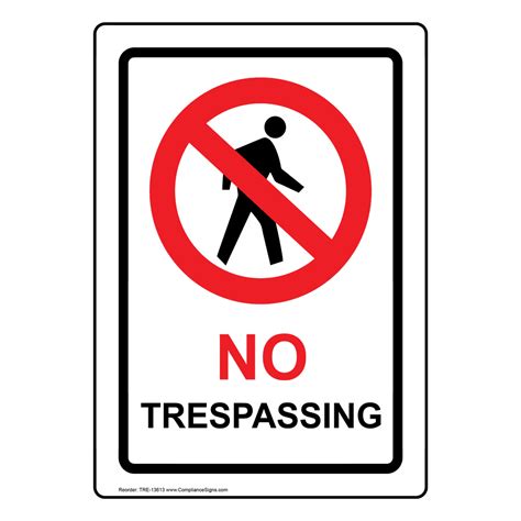 White No Trespassing Sign - Vertical - Varied Sizes