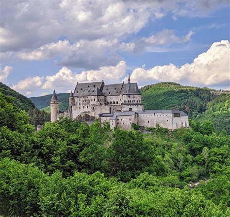 The Castle of Vianden, in the forested hills of the Ardennes ...