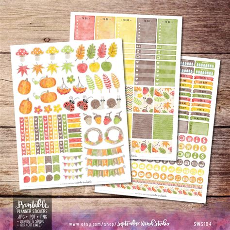 Autumn Printable Planner Stickers, Autumn Stickers, Weekly Kit ...