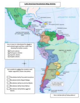 Latin American Revolutions Map Activity by Teachersaurus | TPT