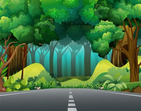 Free Vector | Road to the forest | Vector free, Landscape wallpaper, Vector photo