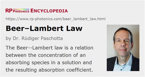 Beer–Lambert Law – absorption, number density, concentration, solution