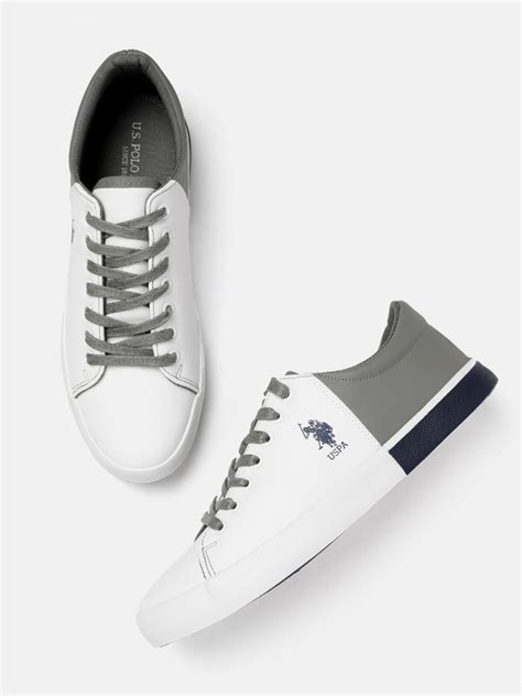 Buy U.S. Polo Assn. Men White & Grey Colourblocked Sneakers - Casual Shoes for Men 10331501 | Myntra