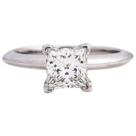 Tiffany and Co. Platinum 1.06 Carat Princess Cut Solitaire Design ...