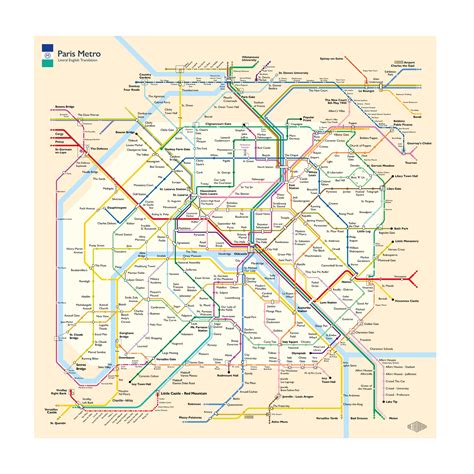 Paris Metro Map: Literal English Translation 50x50cm Art Poster – MetroMash