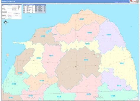 Huron County, MI Wall Map Color Cast Style by MarketMAPS - MapSales