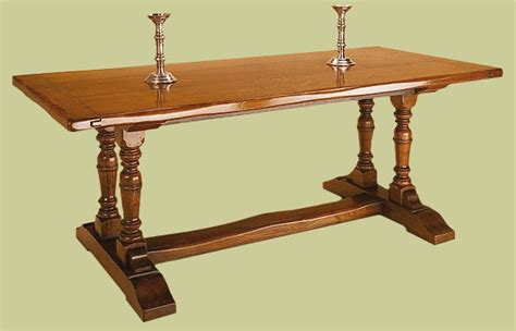 Oak Dining Table with Paired Pedestal Supports