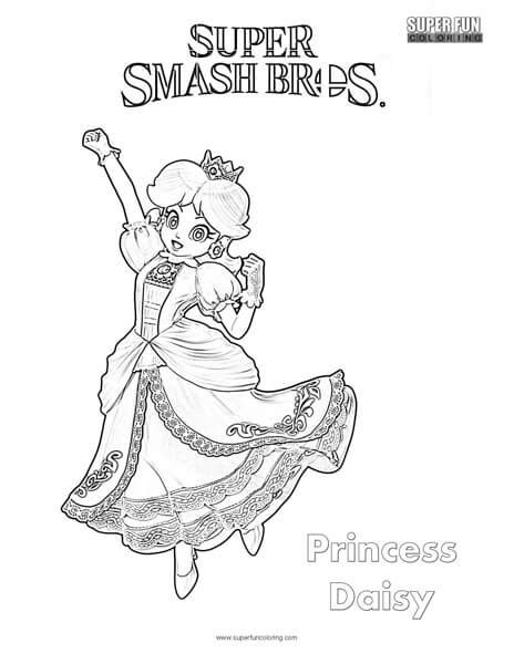 Princess Daisy- Super Smash Brothers Coloring Page - Super Fun Coloring