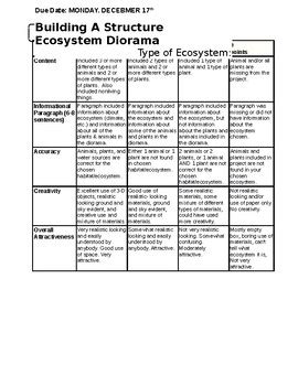 ECOSYSTEM DIORAMA Rubric by Natalie Platzkoester Pavlak | TPT