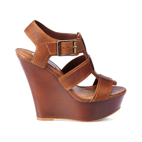 Steve Madden Wanting Platform Wedge Sandals in Brown - Lyst