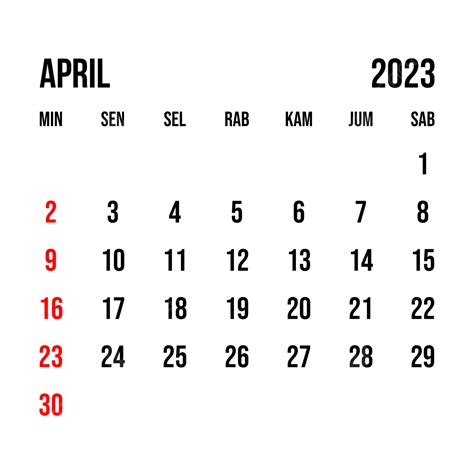 Kalender April 2023, Kalender April 2023 Png, Kalender Bulan April 2023, Kalender Bulan April ...