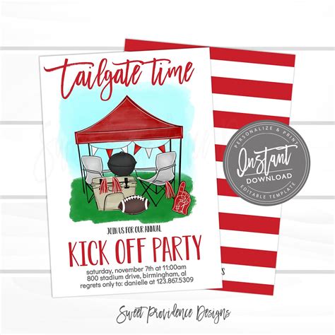 Football Kick Off Party Invitation, Editable Football Party template ...