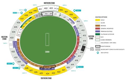 The Gabba Brisbane Cricket Ground Seating Map 2023 with Rows, Parking ...