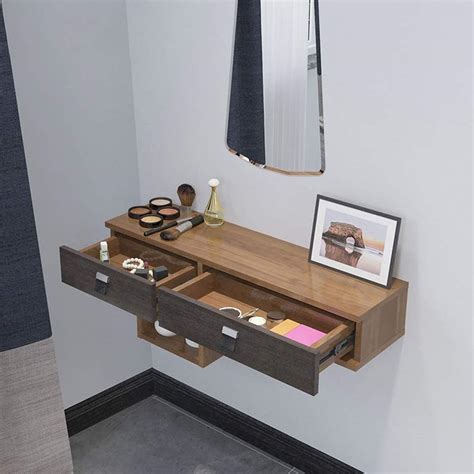 Wall-Mounted Makeup Cabinet Dressing Table Floating Shelf with Drawer ...