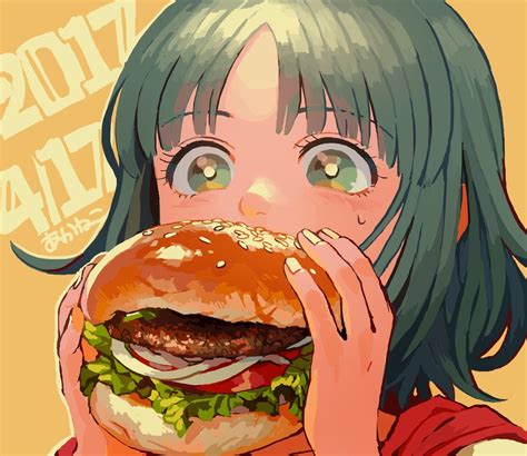 Share 74+ anime girl eating burger - in.cdgdbentre