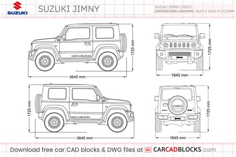 Suzuki Jimny 2023 Free CAD Blocks, DWG File - CarCadBlocks