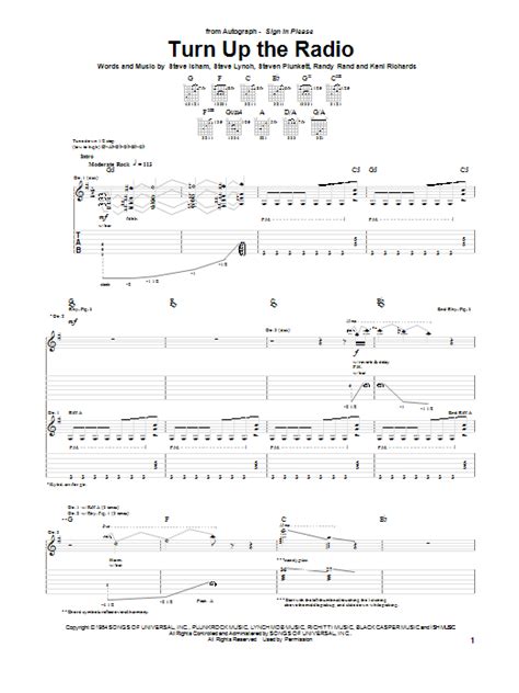 Turn Up The Radio by Autograph - Guitar Tab - Guitar Instructor