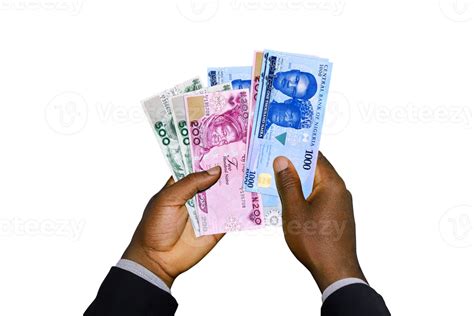 Black Hands in suit holding 3D rendered New Nigerian Naira notes ...